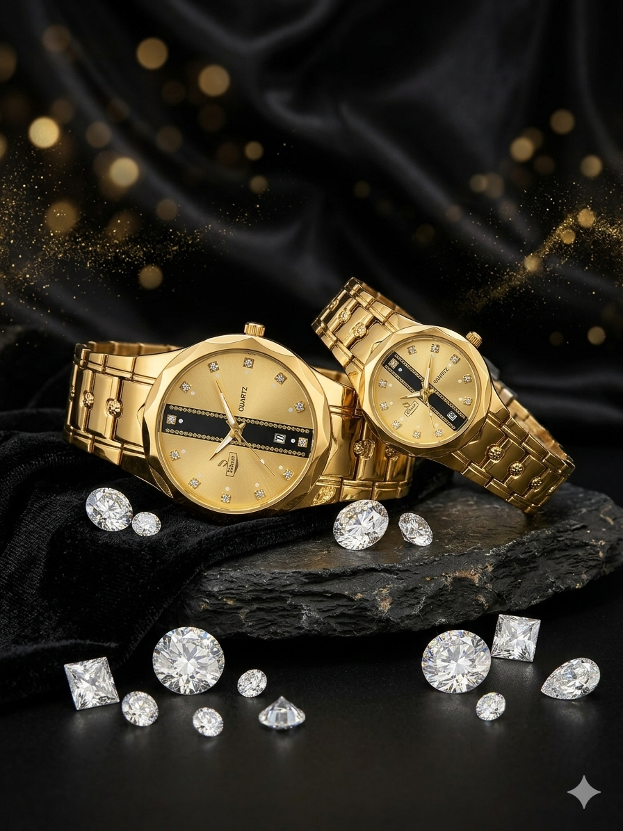 Couple Golden Watch Set