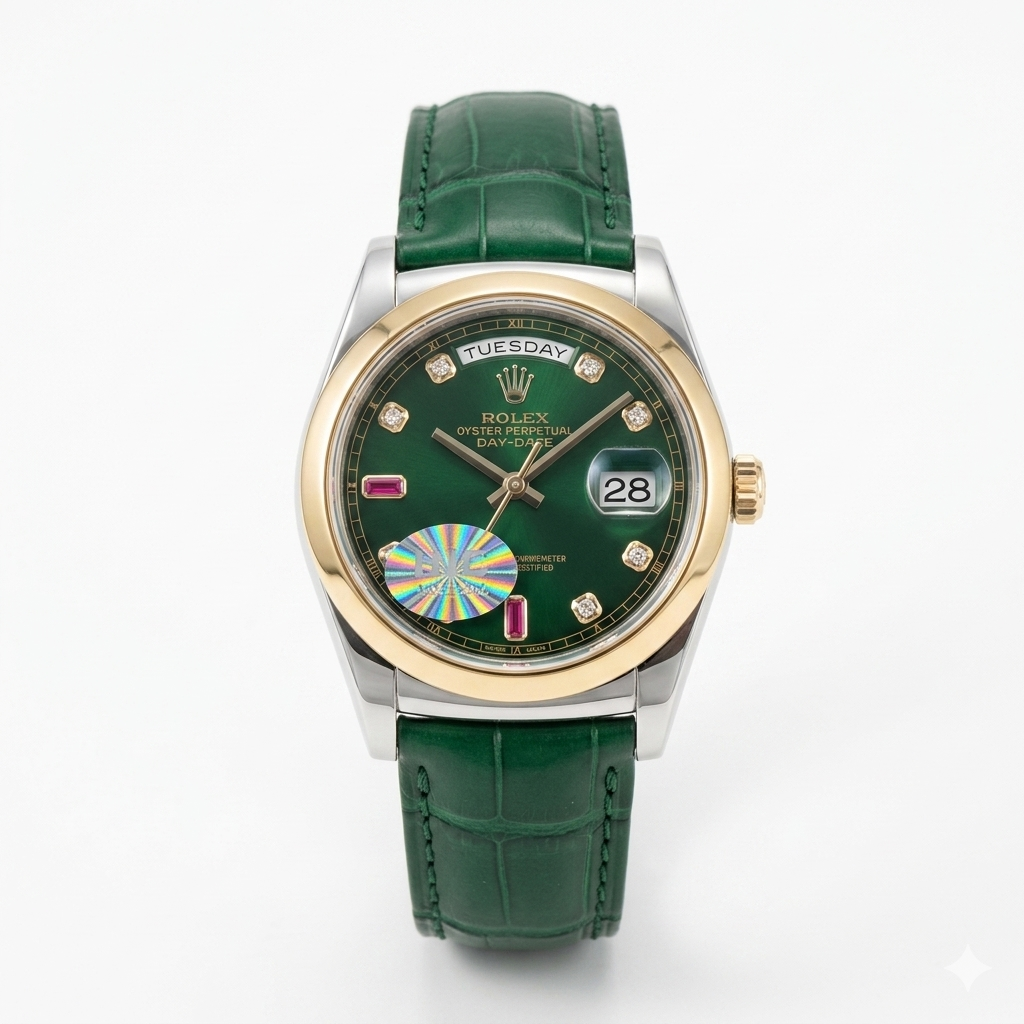 Gold Leather Rolex Watch
