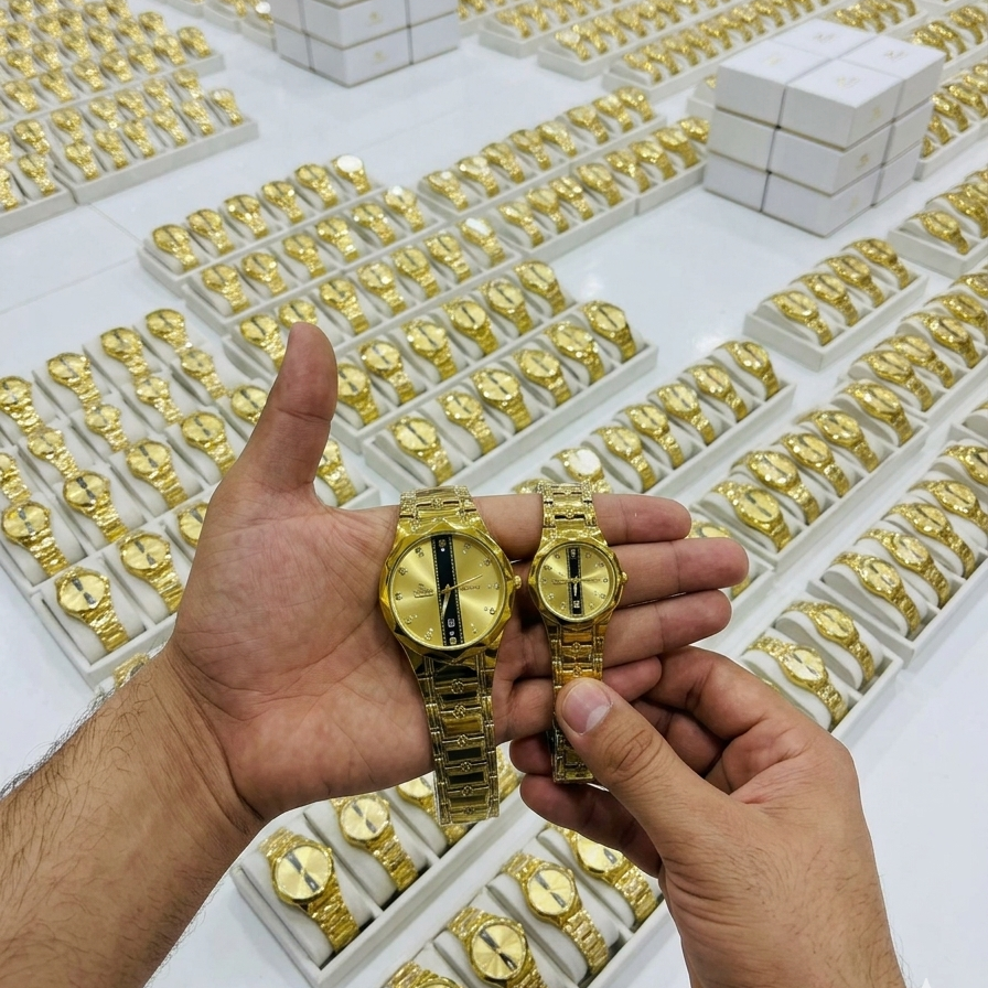 Couple Golden Watch Set